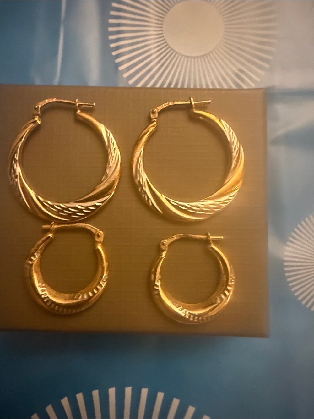 Gold-Tone Twisted Hoop Earrings Set - Women Jewelry 14kt gold plated